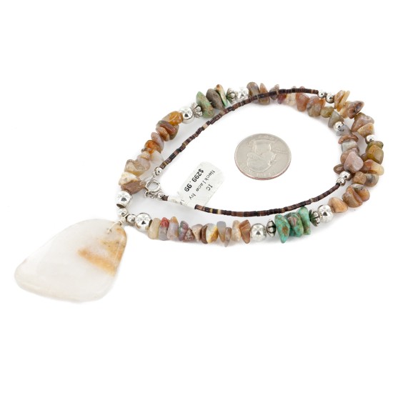 Certified Authentic Navajo .925 Sterling Silver Natural Turquoise Agate Native American Necklace 15151-30 Certified Authentic Navajo .925 Sterling Silver Natural Turquoise Agate Native American Necklace 15151-30