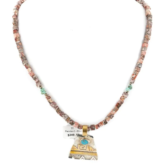12kt Gold Filled and .925 Sterling Silver Handmade Certified Authentic Navajo Turquoise Jasper Native American Necklace 740103-63-7501003 12kt Gold Filled and .925 Sterling Silver Handmade Certified Authentic Navajo Turquoise Jasper Native American Necklace 740103-63-7501003