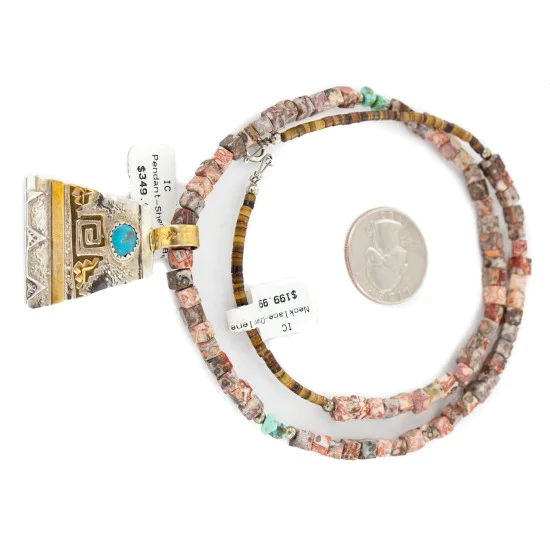 12kt Gold Filled and .925 Sterling Silver Handmade Certified Authentic Navajo Turquoise Jasper Native American Necklace 740103-63-7501003 12kt Gold Filled and .925 Sterling Silver Handmade Certified Authentic Navajo Turquoise Jasper Native American Necklace 740103-63-7501003