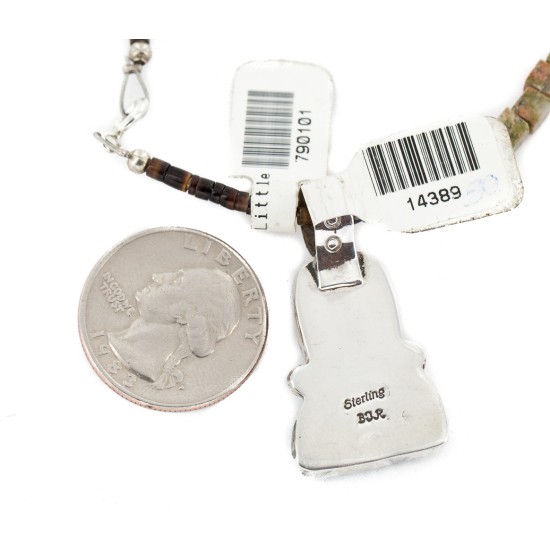 .925 Sterling Silver Certified Authentic Navajo Turquoise Jasper Native American Necklace 14389-50-790101 .925 Sterling Silver Certified Authentic Navajo Turquoise Jasper Native American Necklace 14389-50-790101
