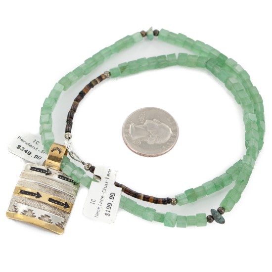 12kt Gold Filled and .925 Sterling Silver Handmade Mountain Certified Authentic Navajo Natural Turquoise and Jade Native American Necklace 740103-1-790101 12kt Gold Filled and .925 Sterling Silver Handmade Mountain Certified Authentic Navajo Natural Turquoise and Jade Native American Necklace 740103-1-790101