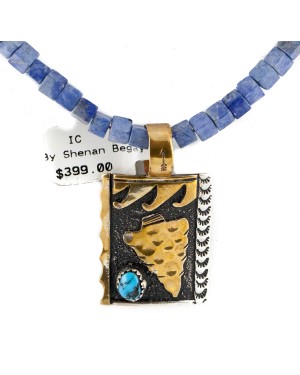 12kt Gold Filled and .925 Sterling Silver Handmade Arrow Certified Authentic Navajo Natural Turquoise and Lapis Native American Necklace 14456-7-25289 12kt Gold Filled and .925 Sterling Silver Handmade Arrow Certified Authentic Navajo Natural Turquoise and Lapis Native American Necklace 14456-7-25289