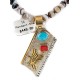 12kt Gold Filled and .925 Sterling Silver Handmade Eagle Certified Authentic Navajo Natural Turquoise Coral and Agate Native American Necklace 740102-35-790100