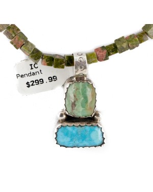 .925 Sterling Silver Certified Authentic Navajo Turquoise Jasper Native American Necklace 14389-50-790101 .925 Sterling Silver Certified Authentic Navajo Turquoise Jasper Native American Necklace 14389-50-790101