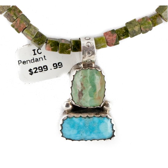 .925 Sterling Silver Certified Authentic Navajo Turquoise Jasper Native American Necklace 14389-50-790101 .925 Sterling Silver Certified Authentic Navajo Turquoise Jasper Native American Necklace 14389-50-790101