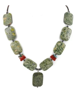 Certified Authentic Navajo .925 Sterling Silver Natural Turquoise Jasper Hematite Native American Necklace 750117-4 Certified Authentic Navajo .925 Sterling Silver Natural Turquoise Jasper Hematite Native American Necklace 750117-4