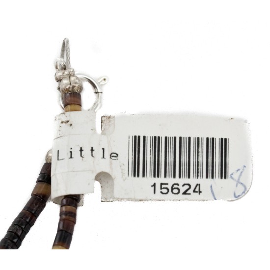 Certified Authentic Navajo .925 Sterling Silver Natural Graduated Melon Shell Turquoise Tigers Eye Native American Necklace 15624-18 Certified Authentic Navajo .925 Sterling Silver Natural Graduated Melon Shell Turquoise Tigers Eye Native American Necklace 15624-18