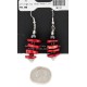 Certified Authentic Navajo .925 Sterling Silver Hooks Coral Hematite Dangle Native American Earrings 18131