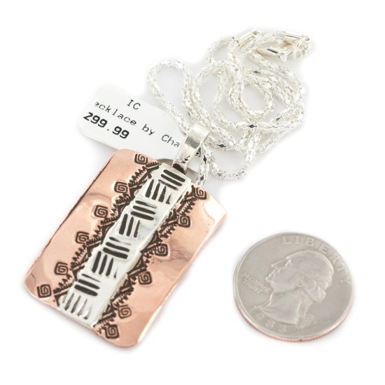 Navajo .925 Sterling Silver Handmade Certified Authentic Pure Copper Native American Necklace 17035 Navajo .925 Sterling Silver Handmade Certified Authentic Pure Copper Native American Necklace 17035