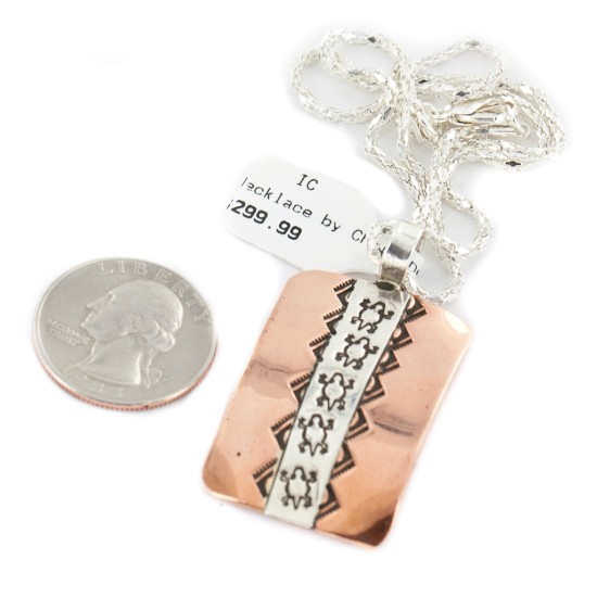 Navajo .925 Sterling Silver Gecko Handmade Certified Authentic Pure Copper Native American Necklace 17038 Navajo .925 Sterling Silver Gecko Handmade Certified Authentic Pure Copper Native American Necklace 17038