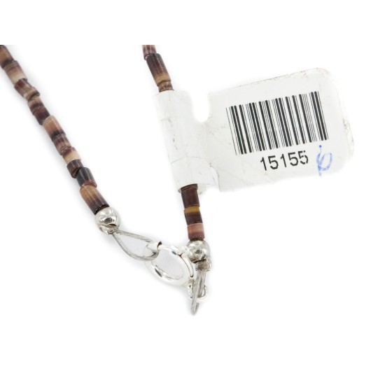 Bear Certified Authentic Navajo .925 Sterling Silver Natural Agate Native American Necklace 15155-6 Bear Certified Authentic Navajo .925 Sterling Silver Natural Agate Native American Necklace 15155-6