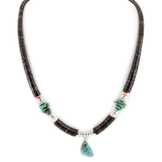 Certified Authentic Navajo .925 Sterling Silver Natural Graduated Melon Shell and Turquoise Native American Necklace 18132 Certified Authentic Navajo .925 Sterling Silver Natural Graduated Melon Shell and Turquoise Native American Necklace 18132