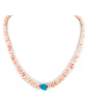 Certified Authentic Navajo .925 Sterling Silver Natural Graduated Melon Shell Turquoise Native American Necklace 7501006-75 Certified Authentic Navajo .925 Sterling Silver Natural Graduated Melon Shell Turquoise Native American Necklace 7501006-75