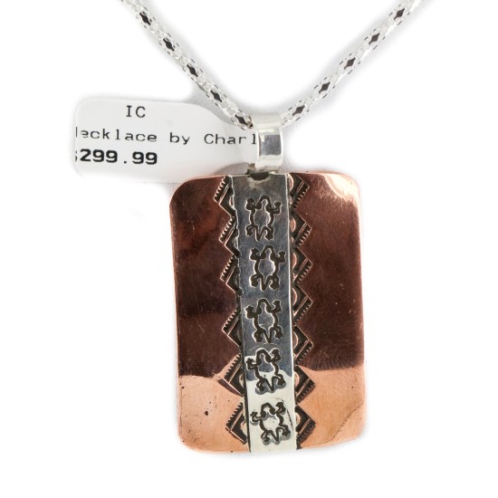 Navajo .925 Sterling Silver Gecko Handmade Certified Authentic Pure Copper Native American Necklace 17038 Navajo .925 Sterling Silver Gecko Handmade Certified Authentic Pure Copper Native American Necklace 17038