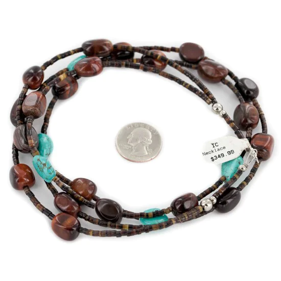 2 Strand Certified Authentic Navajo .925 Sterling Silver Natural Tigers Eye Heishi Native American Necklace 15269-16 2 Strand Certified Authentic Navajo .925 Sterling Silver Natural Tigers Eye Heishi Native American Necklace 15269-16