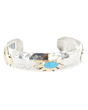 12kt Gold Filled and .925 Sterling Silver Certified Authentic Buffalo Handmade Navajo Natural Turquoise Native American Bracelet 12970 12kt Gold Filled and .925 Sterling Silver Certified Authentic Buffalo Handmade Navajo Natural Turquoise Native American Bracelet 12970