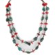 2 Strand Certified Authentic Navajo .925 Sterling Silver Natural Turquoise Coral Native American Necklace 15297-101