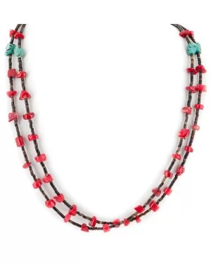 2 Strand Certified Authentic Navajo .925 Sterling Silver Natural Turquoise Coral Native American Necklace 15562-33 2 Strand Certified Authentic Navajo .925 Sterling Silver Natural Turquoise Coral Native American Necklace 15562-33