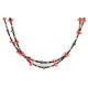 2 Strand Certified Authentic Navajo .925 Sterling Silver Natural Turquoise Coral Native American Necklace 750106-37