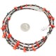 2 Strand Certified Authentic Navajo .925 Sterling Silver Natural Turquoise Coral Native American Necklace 750106-37