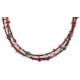 3 Strand Certified Authentic Navajo .925 Sterling Silver Natural Turquoise Coral Native American Necklace 15649-21