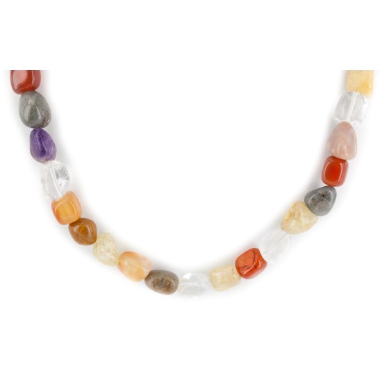 Certified Authentic Navajo .925 Sterling Silver Natural Multicolor Stones Quartz Amethyst Agate Native American Necklace 25310-1 Certified Authentic Navajo .925 Sterling Silver Natural Multicolor Stones Quartz Amethyst Agate Native American Necklace 25310-1