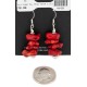 Certified Authentic Navajo .925 Sterling Silver Hooks Dangle Coral Native American Earrings 18129-1