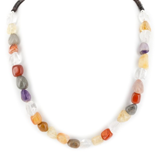 Certified Authentic Navajo .925 Sterling Silver Natural Multicolor Stones Quartz Amethyst Agate Native American Necklace 25310-1 Certified Authentic Navajo .925 Sterling Silver Natural Multicolor Stones Quartz Amethyst Agate Native American Necklace 25310-1