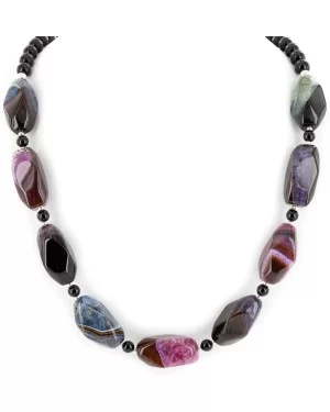 Navajo Nickel Black Onyx Dyed Agate Native American Necklace 25302-1 Navajo Nickel Black Onyx Dyed Agate Native American Necklace 25302-1