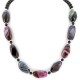 Navajo Nickel Black Onyx Dyed Agate Native American Necklace 25302-1