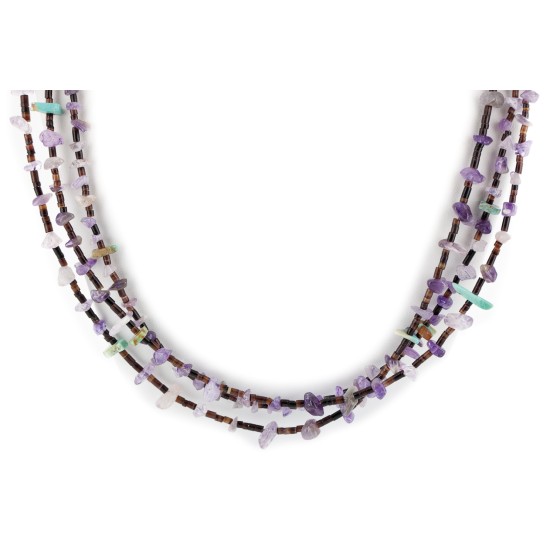 3 Strand Certified Authentic Navajo .925 Sterling Silver Natural Turquoise and Amethyst Native American Necklace 15980-2 3 Strand Certified Authentic Navajo .925 Sterling Silver Natural Turquoise and Amethyst Native American Necklace 15980-2