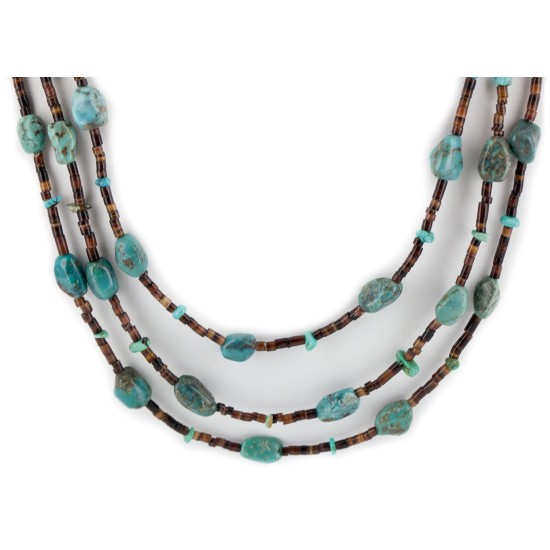3 Strand Certified Authentic Navajo .925 Sterling Silver Natural Turquoise Native American Necklace 15585-81 3 Strand Certified Authentic Navajo .925 Sterling Silver Natural Turquoise Native American Necklace 15585-81