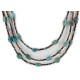 3 Strand Certified Authentic Navajo .925 Sterling Silver Natural Turquoise Native American Necklace 15585-81