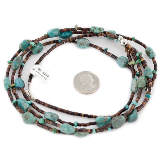 3 Strand Certified Authentic Navajo .925 Sterling Silver Natural Turquoise Native American Necklace 15585-81 3 Strand Certified Authentic Navajo .925 Sterling Silver Natural Turquoise Native American Necklace 15585-81