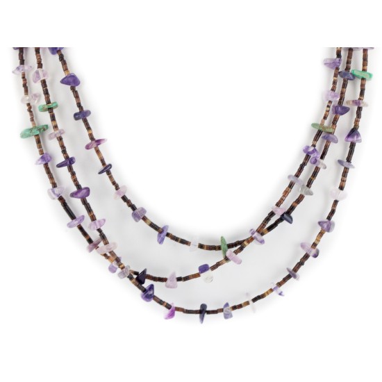 3 Strand Certified Authentic .925 Sterling Silver Navajo Natural Turquoise and Amethyst Native American Necklace 15401-30 3 Strand Certified Authentic .925 Sterling Silver Navajo Natural Turquoise and Amethyst Native American Necklace 15401-30