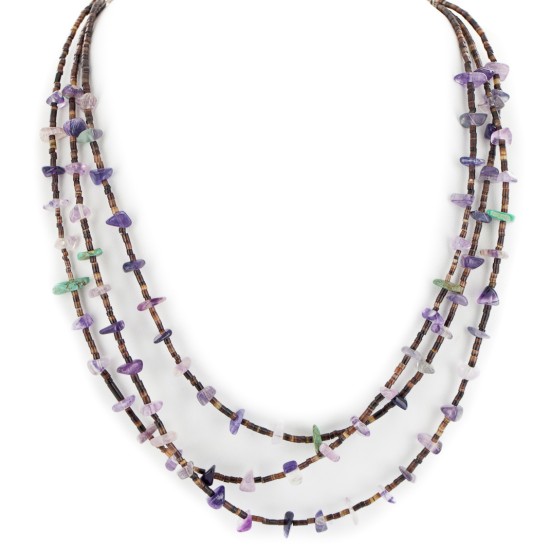 3 Strand Certified Authentic .925 Sterling Silver Navajo Natural Turquoise and Amethyst Native American Necklace 15401-30 3 Strand Certified Authentic .925 Sterling Silver Navajo Natural Turquoise and Amethyst Native American Necklace 15401-30
