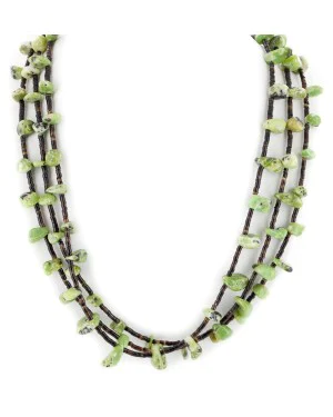 3 Strand Certified Authentic Navajo .925 Sterling Silver Natural Green Agate Native American Necklace 750106-441 3 Strand Certified Authentic Navajo .925 Sterling Silver Natural Green Agate Native American Necklace 750106-441