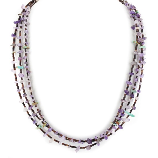 3 Strand Certified Authentic Navajo .925 Sterling Silver Natural Turquoise and Amethyst Native American Necklace 15980-2 3 Strand Certified Authentic Navajo .925 Sterling Silver Natural Turquoise and Amethyst Native American Necklace 15980-2