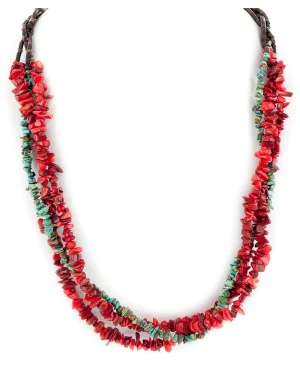 3 Strand Certified Authentic Navajo .925 Sterling Silver Natural Turquoise Coral Twisted Native American Necklace 750153-1 3 Strand Certified Authentic Navajo .925 Sterling Silver Natural Turquoise Coral Twisted Native American Necklace 750153-1