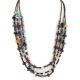 3 Strand Certified Authentic Navajo .925 Sterling Silver Natural Turquoise Multicolor Stones Native American Necklace 750107-66