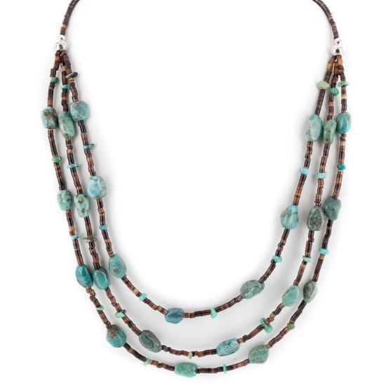 3 Strand Certified Authentic Navajo .925 Sterling Silver Natural Turquoise Native American Necklace 15585-81 3 Strand Certified Authentic Navajo .925 Sterling Silver Natural Turquoise Native American Necklace 15585-81