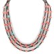 3 Strand Certified Authentic Navajo .925 Sterling Silver Natural Turquoise Pink Quartz Native American Necklace 15297-117