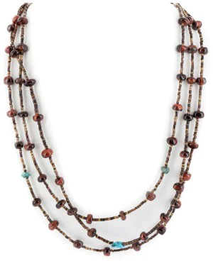 3 Strand Certified Authentic Navajo .925 Sterling Silver Natural Turquoise Tigers Eye Native American Necklace 15401-150 3 Strand Certified Authentic Navajo .925 Sterling Silver Natural Turquoise Tigers Eye Native American Necklace 15401-150