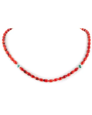 Certified Authentic Navajo .925 Sterling Silver Natural Turquoise Coral Chain Native American Necklace 17029 Certified Authentic Navajo .925 Sterling Silver Natural Turquoise Coral Chain Native American Necklace 17029