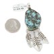 Feather Certified Authentic .925 Sterling Silver Handmade Navajo Natural Turquoise Native American Pendant 14990-1
