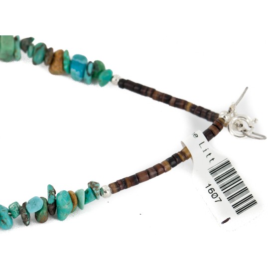 Certified Authentic Navajo Nickel Natural Turquoise Native American Necklace 12911-3-1607-71 Certified Authentic Navajo Nickel Natural Turquoise Native American Necklace 12911-3-1607-71