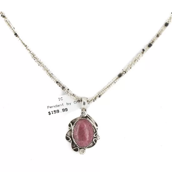 .925 Sterling Silver Certified Authentic Navajo Natural Charoite Native American Necklace 12908-9 .925 Sterling Silver Certified Authentic Navajo Natural Charoite Native American Necklace 12908-9