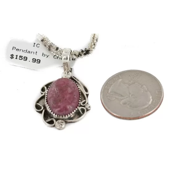 .925 Sterling Silver Certified Authentic Navajo Natural Charoite Native American Necklace 12908-9 .925 Sterling Silver Certified Authentic Navajo Natural Charoite Native American Necklace 12908-9