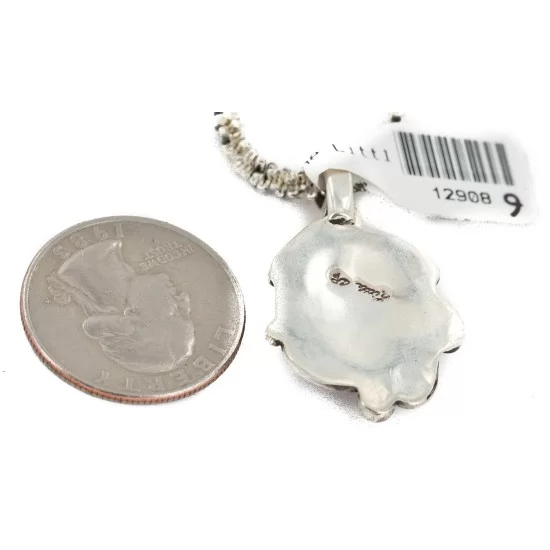 .925 Sterling Silver Certified Authentic Navajo Natural Charoite Native American Necklace 12908-9 .925 Sterling Silver Certified Authentic Navajo Natural Charoite Native American Necklace 12908-9