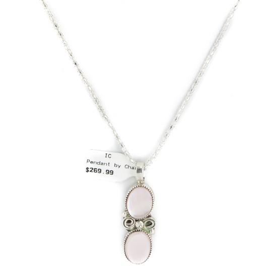 .925 Sterling Silver Certified Authentic Navajo Natural Mother of Pearl Native American Necklace 12910-1 .925 Sterling Silver Certified Authentic Navajo Natural Mother of Pearl Native American Necklace 12910-1
